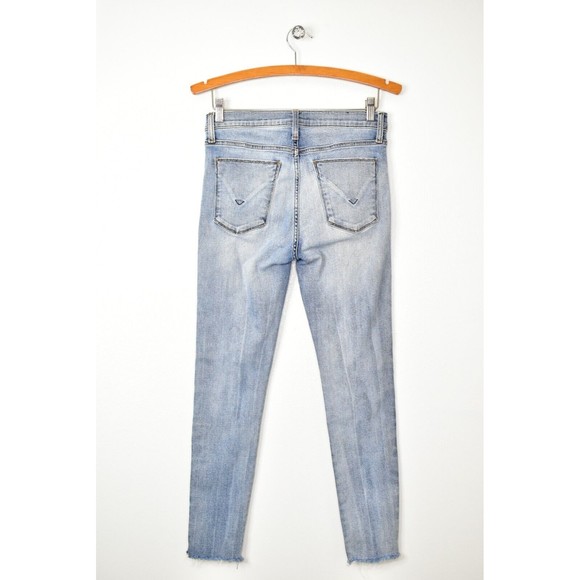 Hudson Barbara High Rise Super Skinny Ankle Jeans Size 27 Fray Raw Hem Cropped - Picture 10 of 14